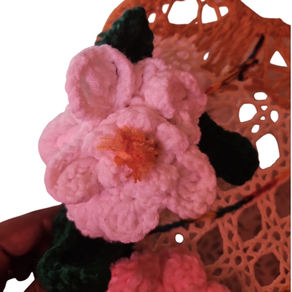 Handcrafted Bee Hive Crochet Floral Holiday Wreath Multicolored Knit Wall Decor - Picture 6 of 17